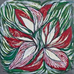 Magnolien, Collage, 60x60cm
