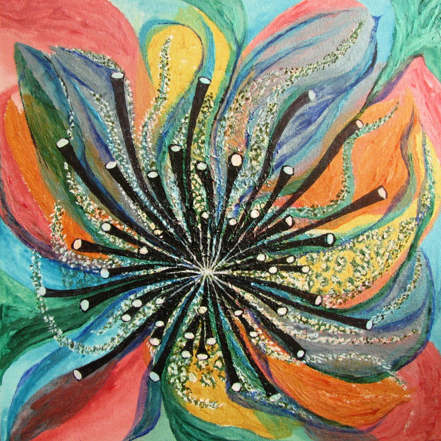 Blume, abstrakt, acryl, 40x40 cm