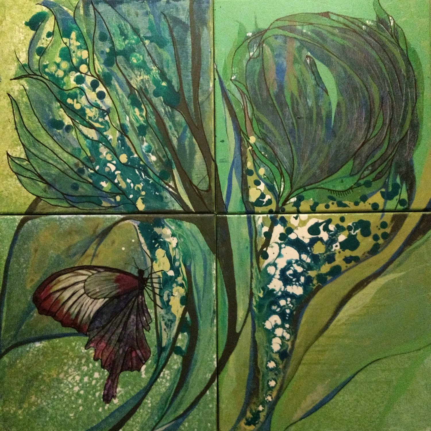 butterfly, 60x60 cm, acryl