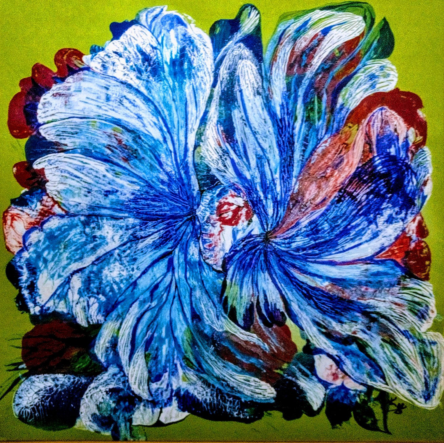 drei Blumen, Acryl auf Karton, 60x60 cm