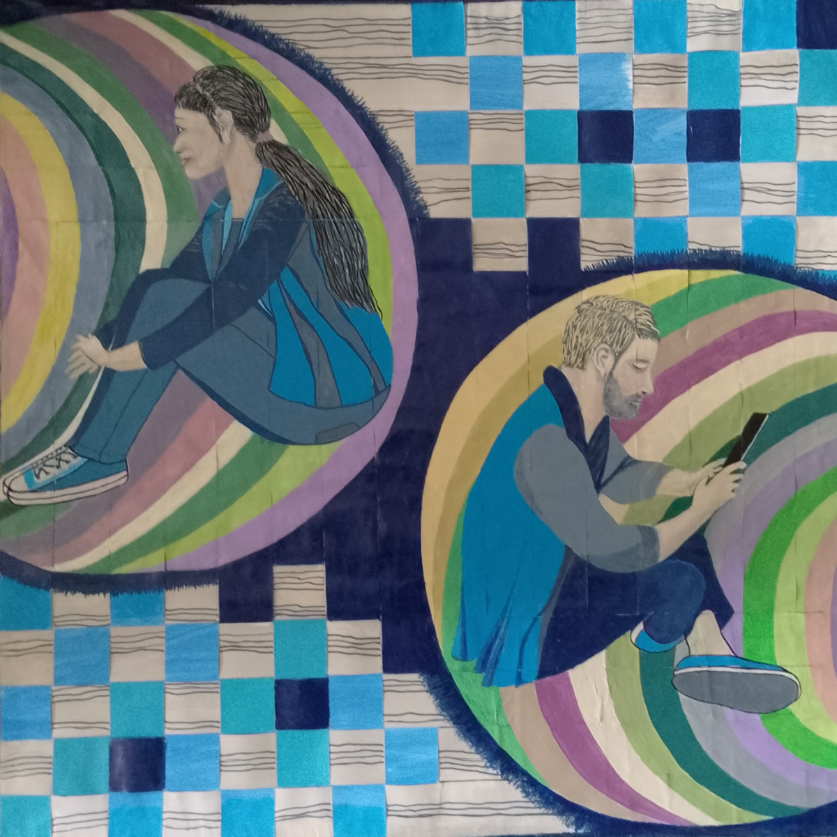 ohne Worte, 05.2025, acryl auf Papierstreifen ohne Worte, 05.2025, acryl auf Papierstreifen, 80x80 cm