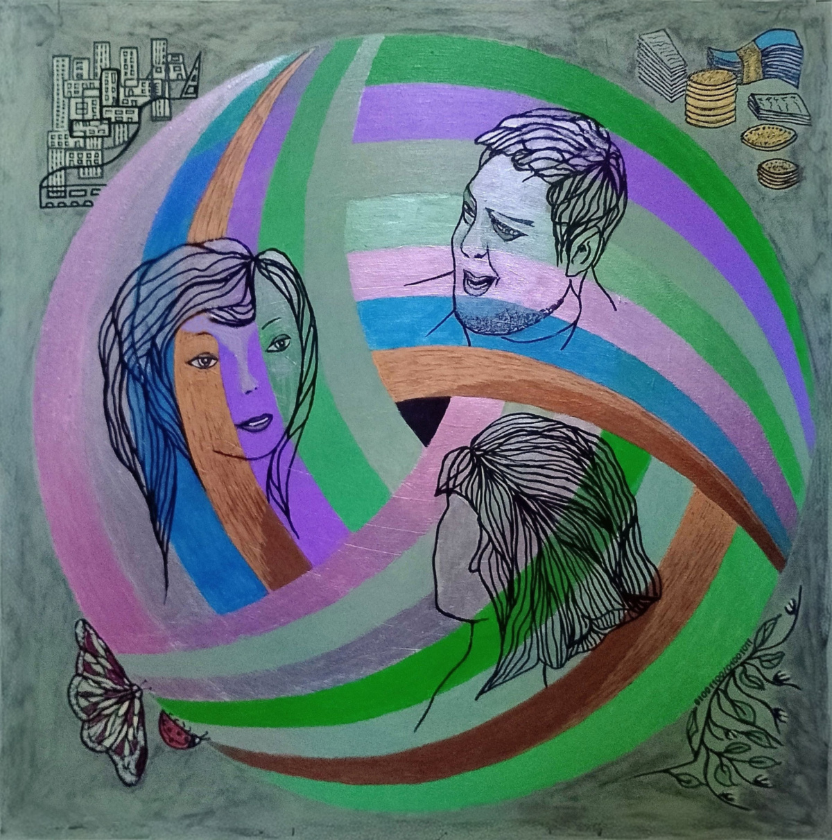 Meinungen gehen auseinander, 09.2025, 60x60cm, Opinions differ, 09.2025, 60x60cm