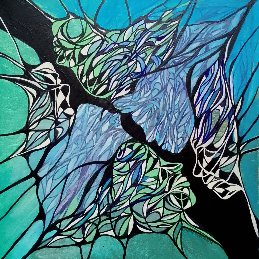 zerbrochen, Acryl auf Canwas, 50×50 cm, 02.26